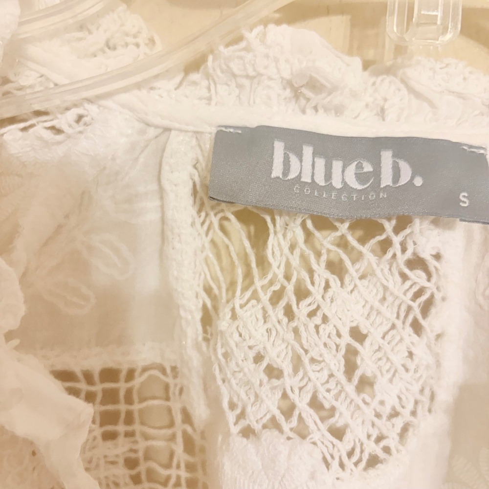 Blue B Crochet Peplum Top White Small V-Neck Bell Sleeve 37129T - Picture 12 of 12